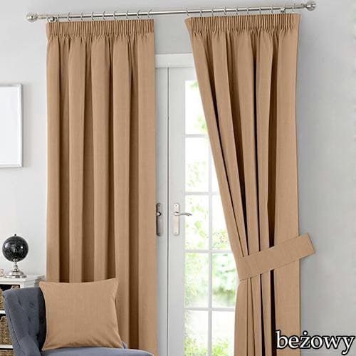 KOMA Zasłony na taśmie grube 140x250 cm Beż