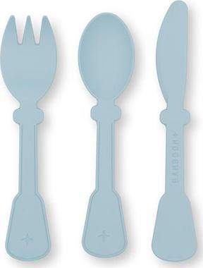 BAMBOOM Zestaw sztućców dla dzieci z Bioplastiku Niebieski BAMBOOM