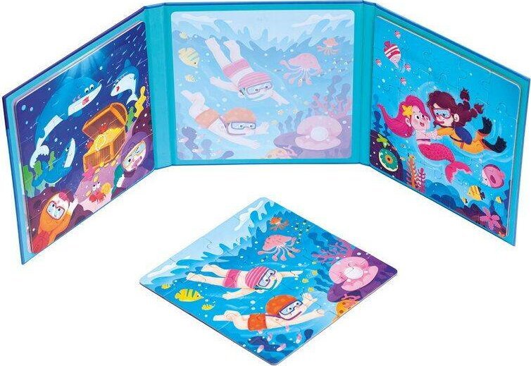 Bino Magnetyczna książeczka puzzle 3w1 - Podwodny świat