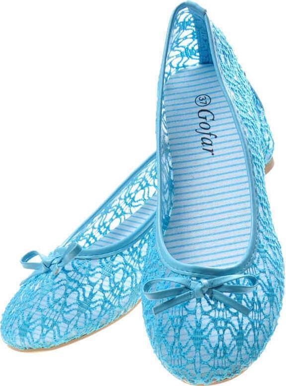 Pantofelek24 Niebieskie balerinki z koronki /G2-2 5065 S131/ 41