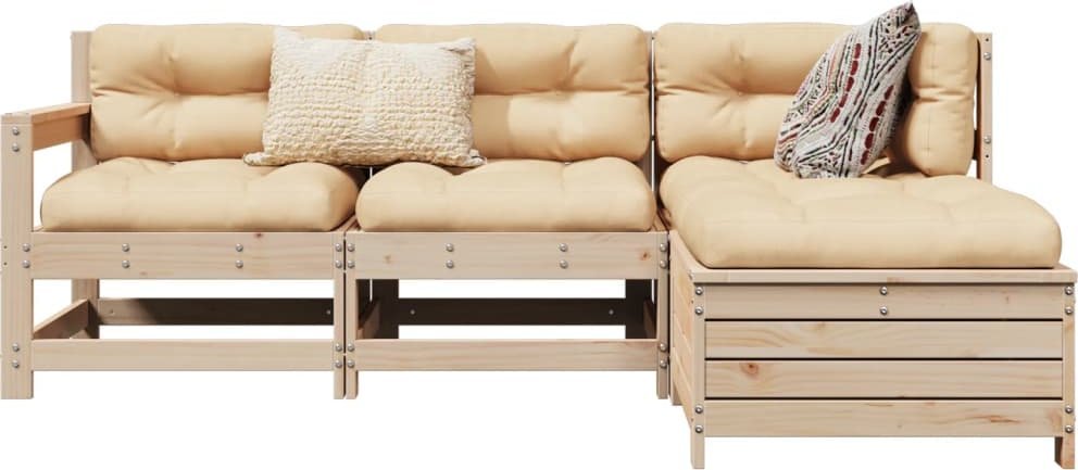 4-cz. zestaw wypoczynkowy do ogrodu, lite drewno sosnowe