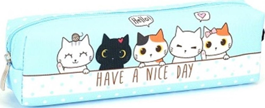 Piórnik tuba mała Kotki niebieski