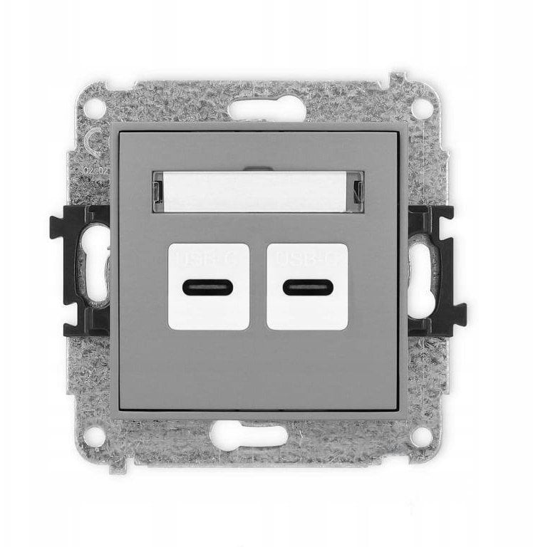ICON Mechanizm ładowarki USB podwójnej 2xUSB C, 20W max. szary mat 27ICUSB-7