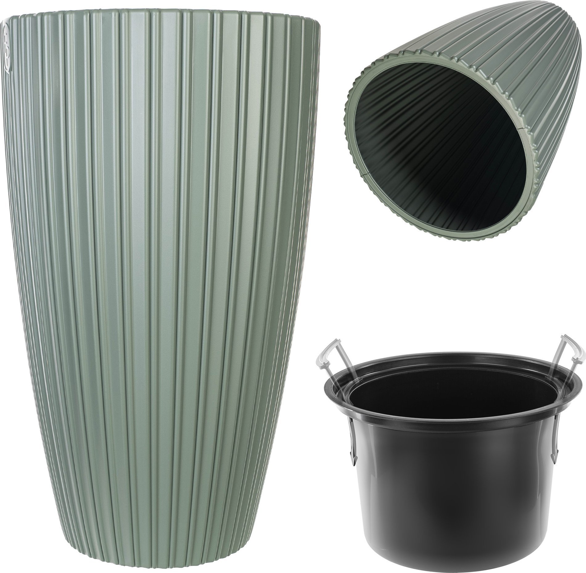 Kadax KADAX Doniczka Donica Na Kwiaty 30cm Osłonka Wkładem Kwietnik Plastikowa Zielona