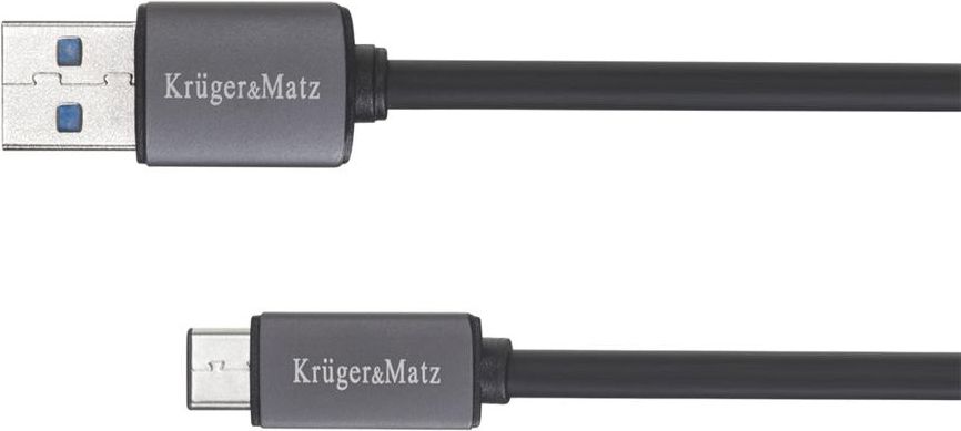 Kabel USB Kruger&Matz USB-A - USB-C 1 m Czarny (KM0348)