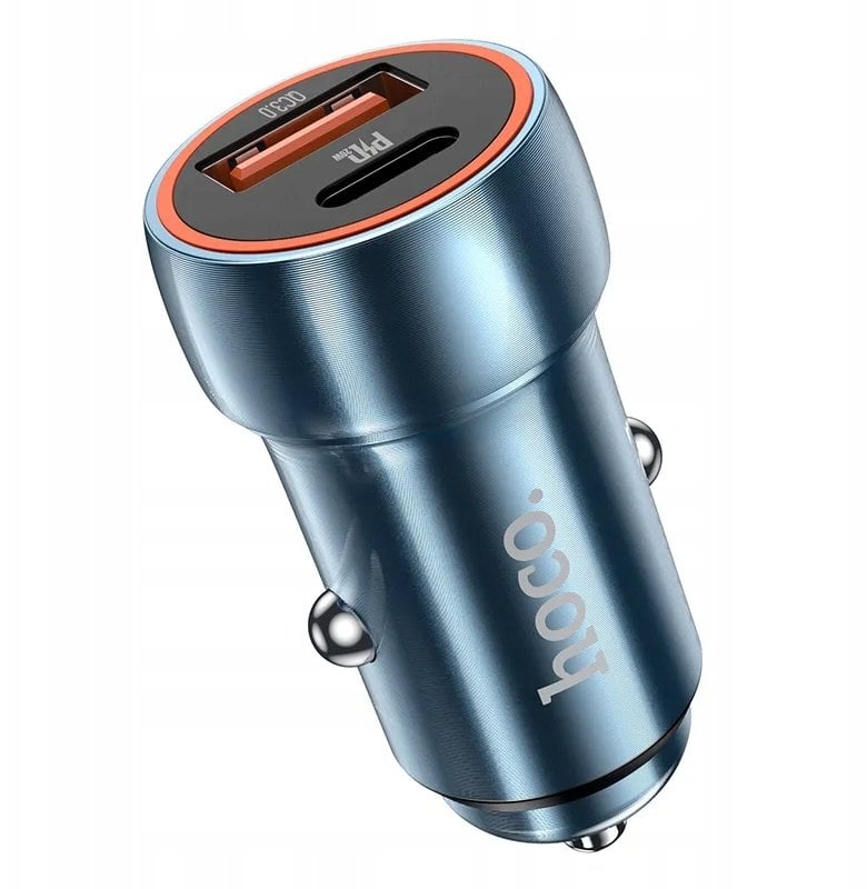 Ładowarka samochodowa Hoco USB A + USB C QC3.0 PD 20W Z46A niebieska