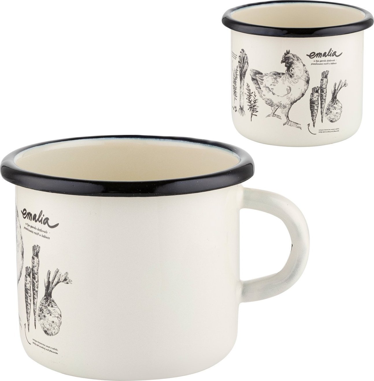 Emalia Pleszew Kubek emaliowany Emalia Polska Pleszew Rosół 9 cm 500 ml