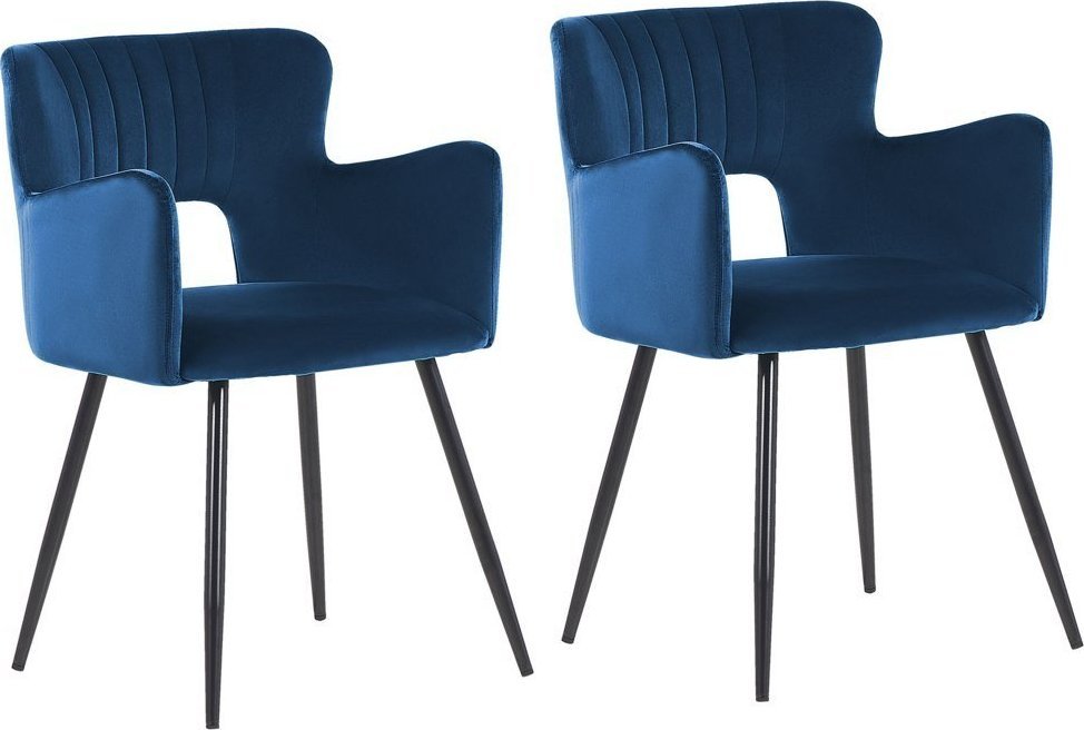 Beliani 2 krzesła do jadalni welurowe granatowy SANILAC