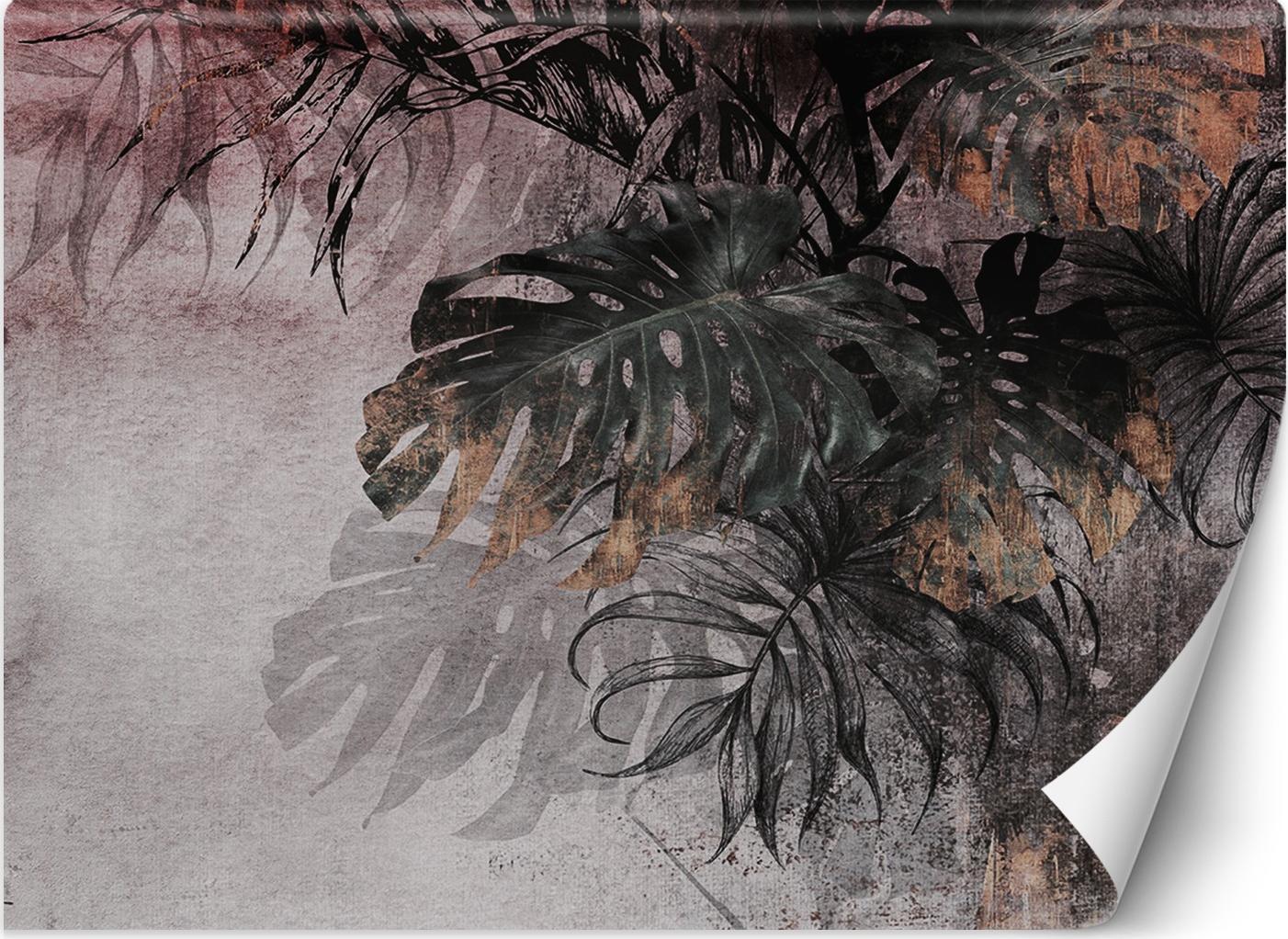 Feeby FOTOTAPETA 3D Liście Monstera Palmy Beton 100x70