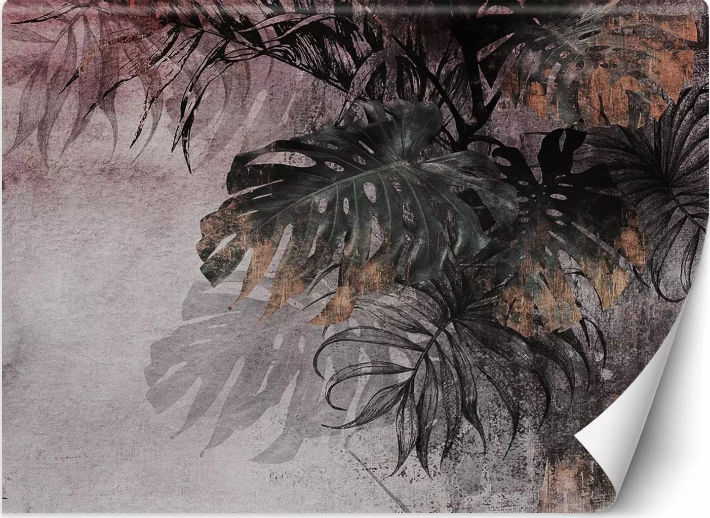 Feeby FOTOTAPETA 3D Liście Monstera Palmy Beton 100x70