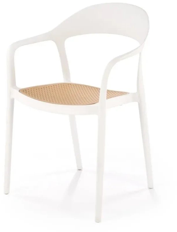 Krzesło K530 białe/beżowe z tworzywa PVC HALMAR