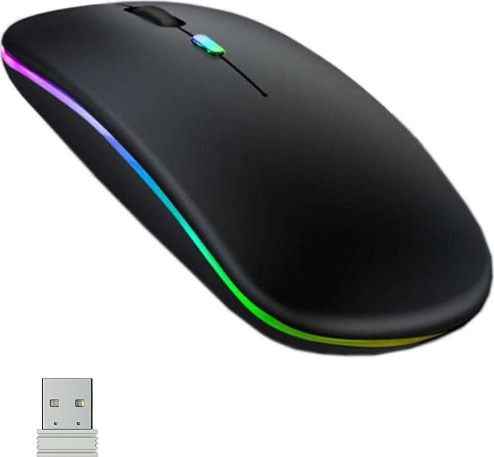 Mysz Alogy Cicha Myszka slim mysz bezprzewodowa Alogy podświetlana LED RGB do laptopa tabletu Czarna