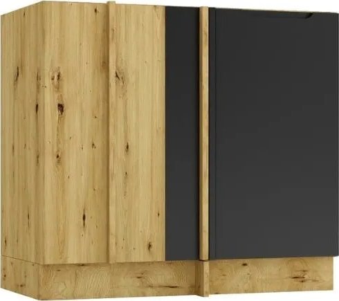 Stolkar Szafka kuchenna narożna ISABEL DNP90 P/L czarny mat/dąb artisan STOLKAR