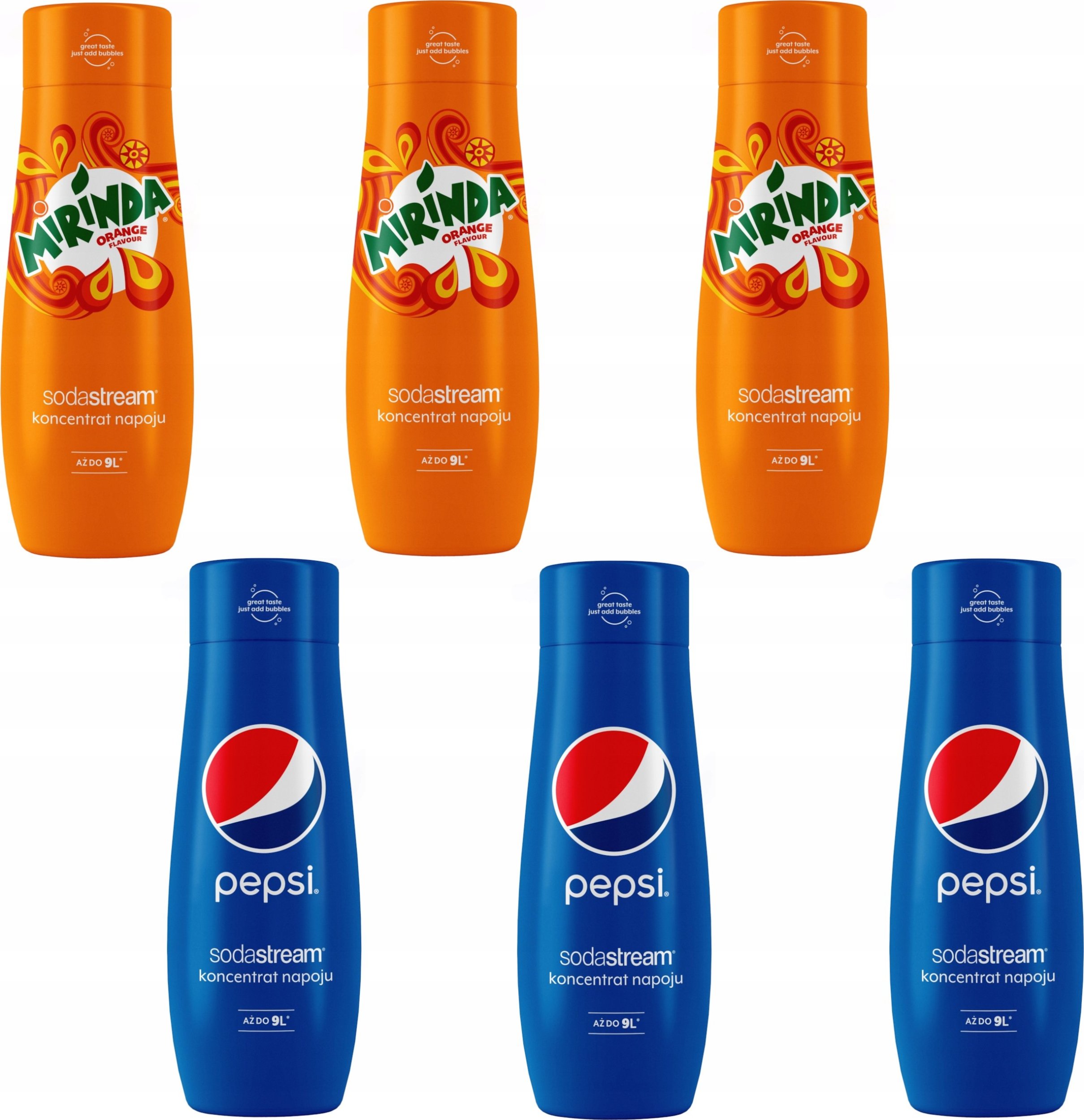 Zestaw 6 koncentratów SodaStream 3x (Pepsi+Mirinda)