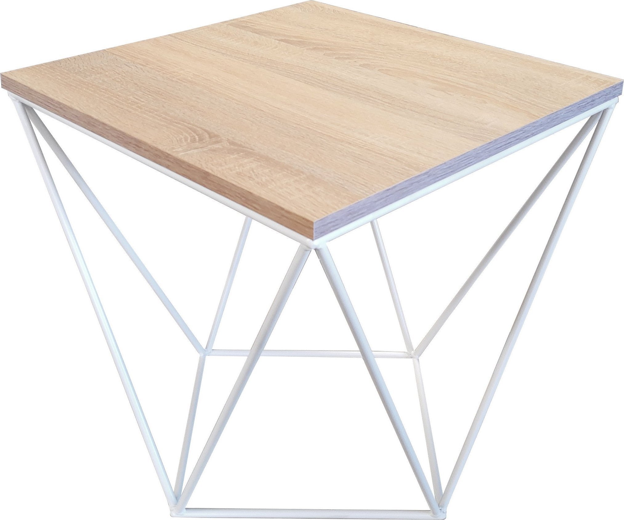 Atos Stolik kawowy druciany LOFT Industrial dąb sonoma/biały