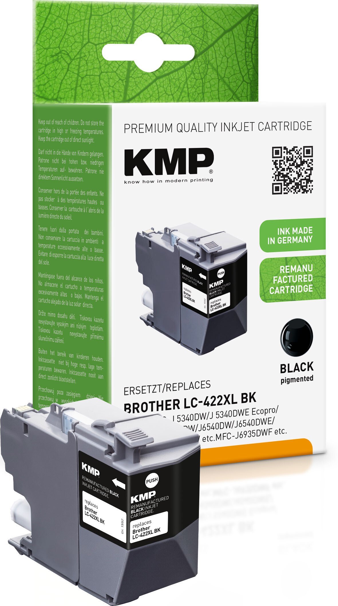 KMP Patrone Brother MFC-J5340DW LC422XLBK black 3000S. 66ml remanufactured