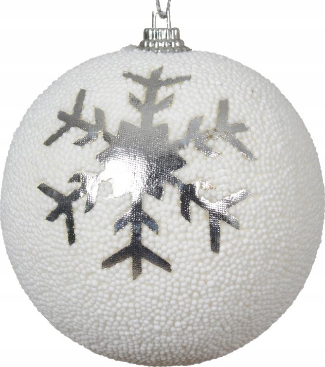 Kaemingk Świąteczna bombka choinkowa 8cm biała ze srebrną śnieżynką