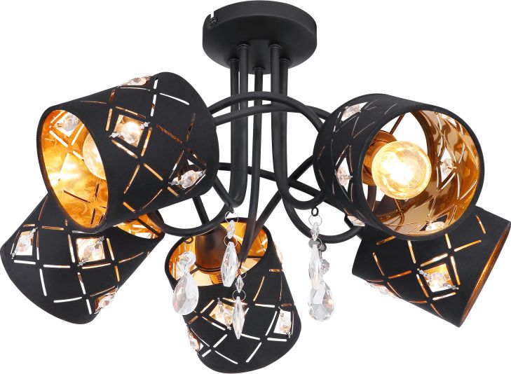 Lampa sufitowa Globo Lampa podsufitowa LED Ready czarna do jadalni Globo ABBEY 15448-5D