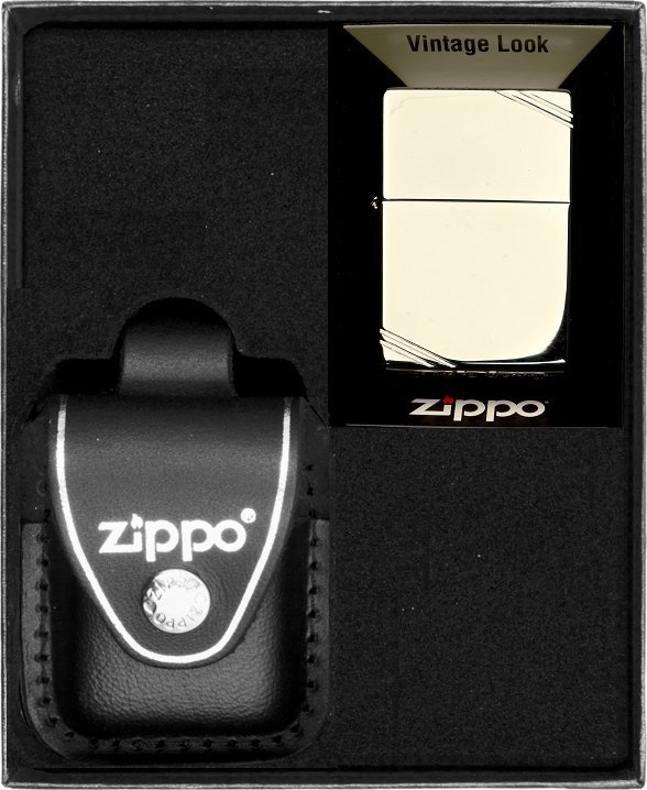 Zestaw ZIPPO Zapalniczka VINTAGE CHROME HIGH POLISH Prezentowy No3