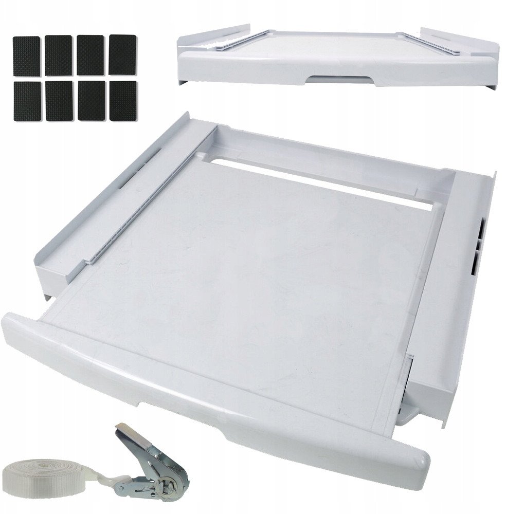 Łącznik pralko-suszarka z szufladą i pasem, biały