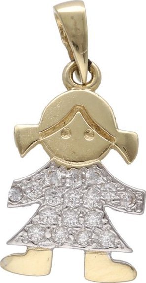 Lovrin Złota przywieszka 585 dziewczynka cyrkonie kucyki 1,26g
