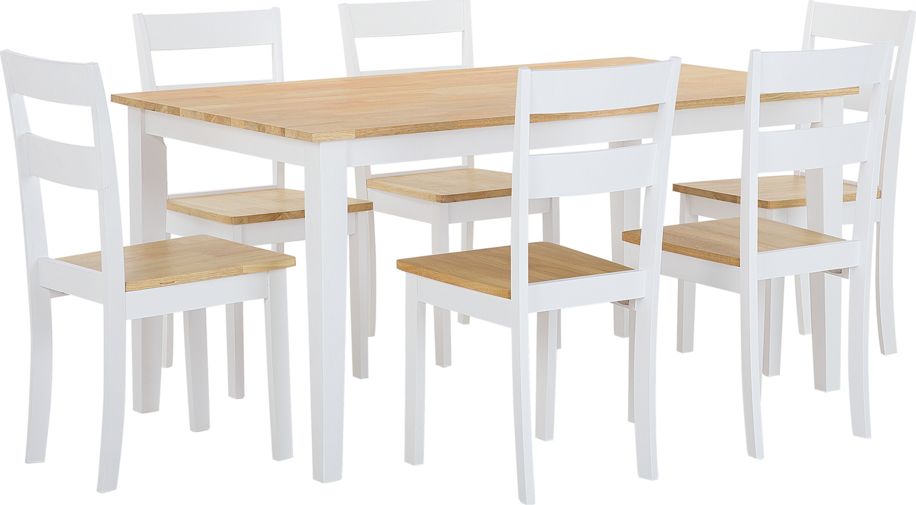 Beliani Zestaw do jadalni stół i 6 krzeseł drewniany biały GEORGIA