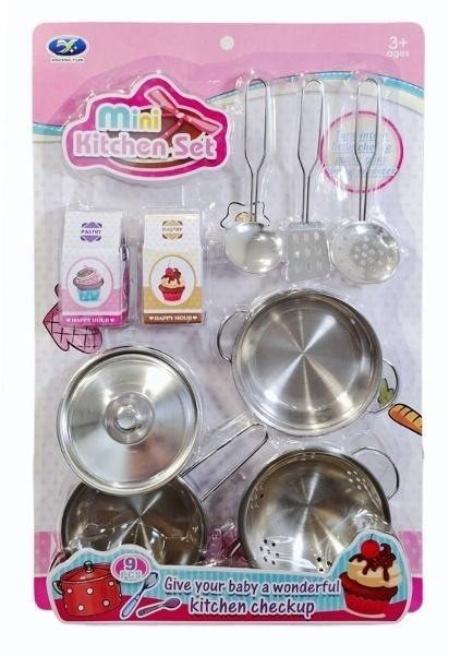 Zestaw kuchenny naczynie i garnki metal z akcesor