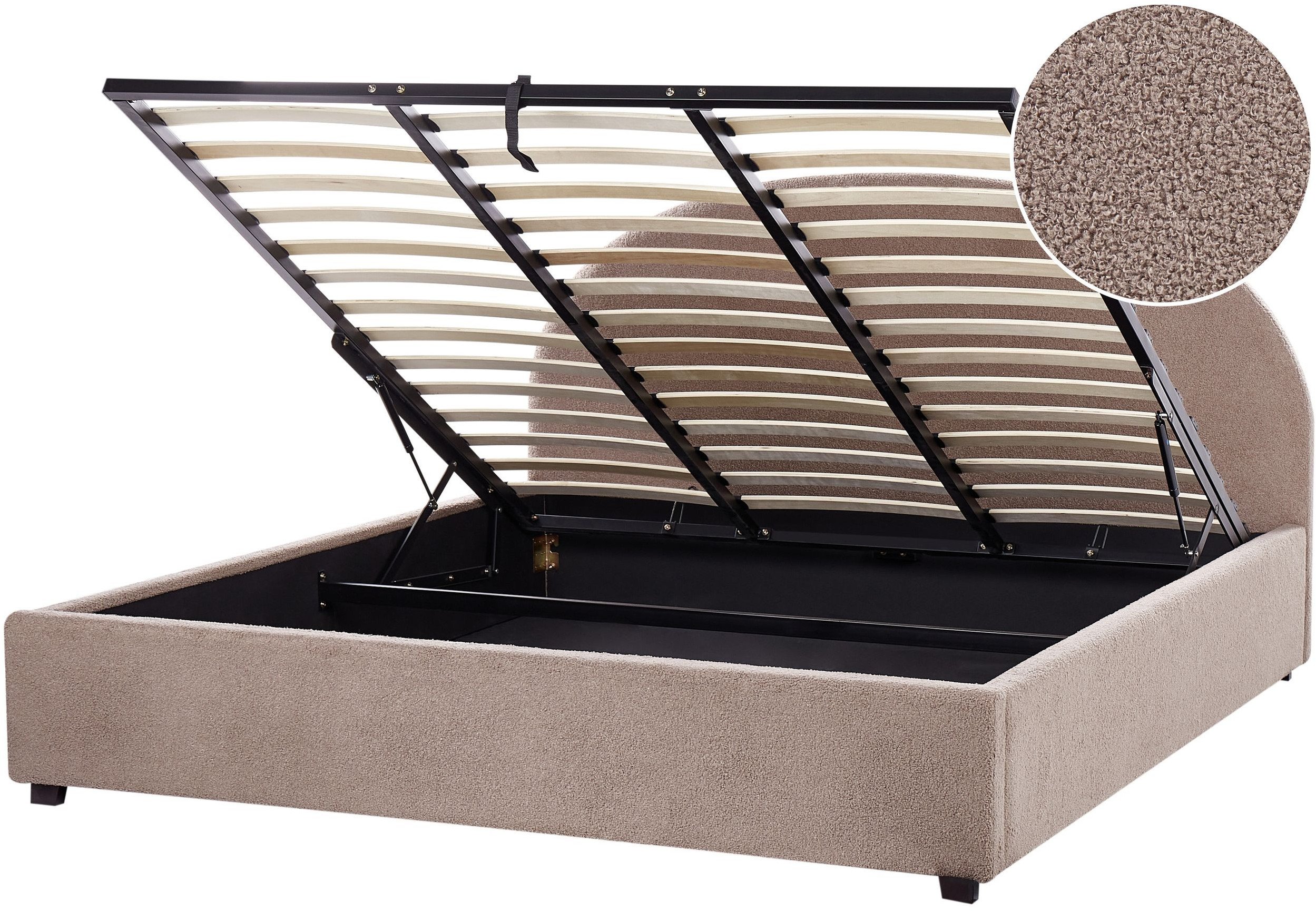 Łóżko z pojemnikiem Boucle VAUCLUSE 180 x 200 cm Beżowoszary