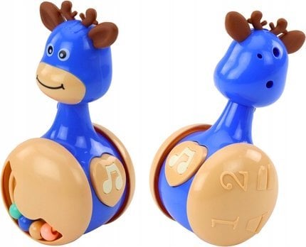 LeanToys Wańka Wstańka Jelonek Koraliki Piszczałka Niebieski