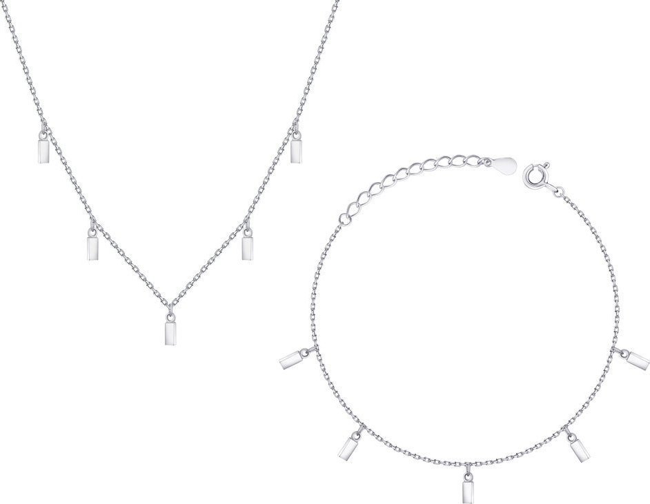 Irbis komplet srebrnej biżuterii - bransoletka i naszyjnik z zawieszkami Uniwersalny