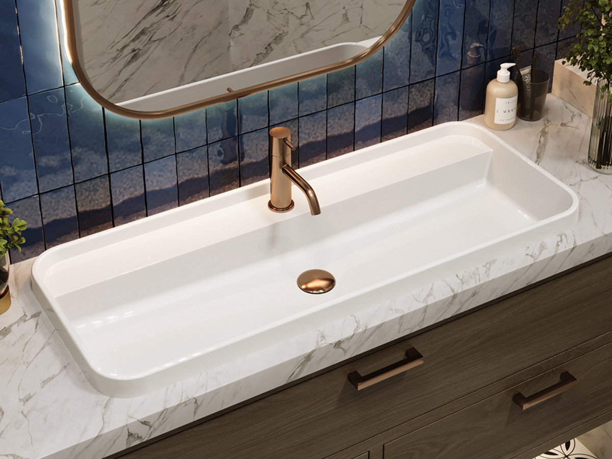 Umywalka wpuszczana MIRAGGIO OCEAN 100*40*15 Połysk Biała 8813862