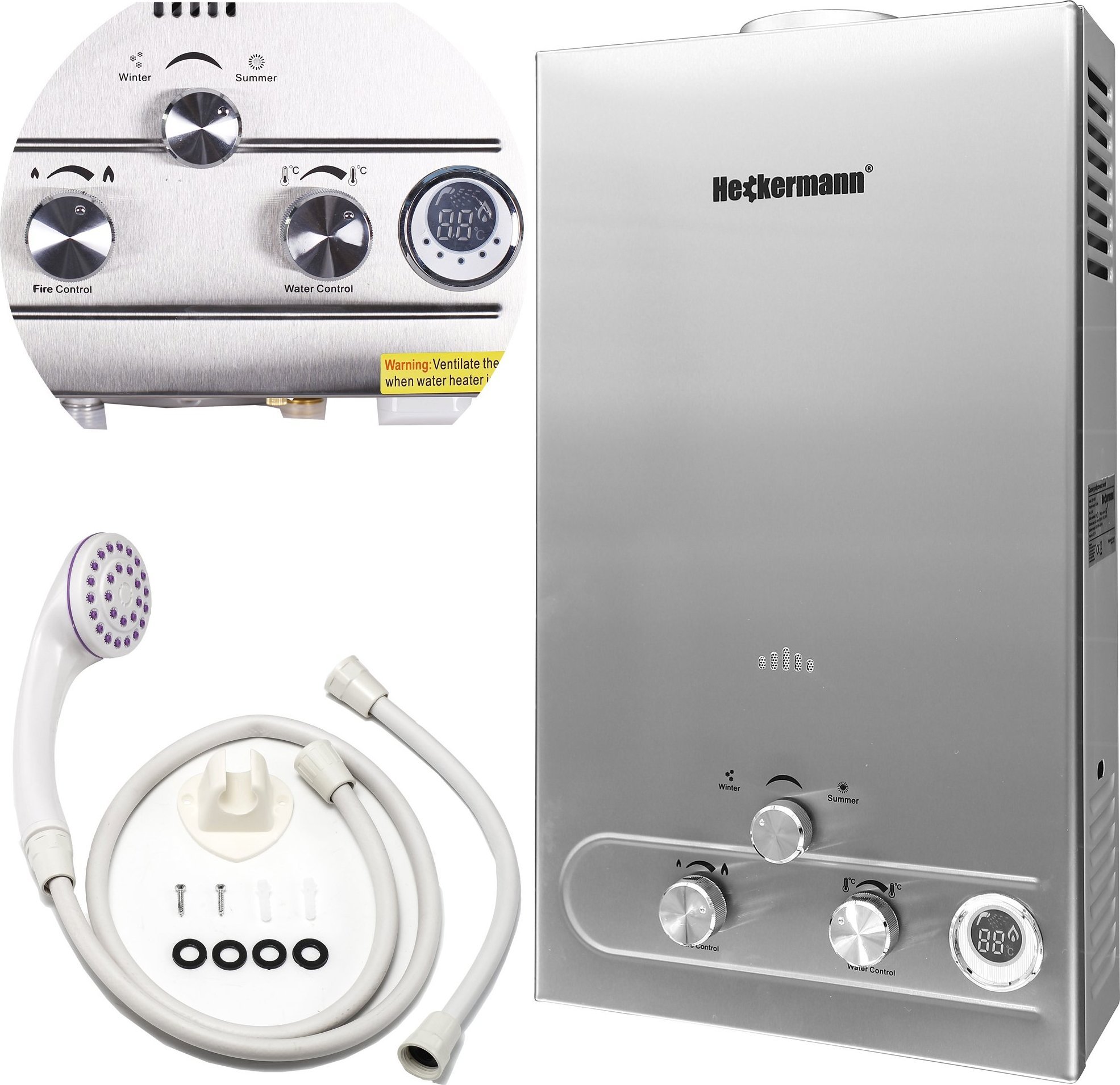 Przepływowy podgrzewacz wody Heckermann Gazowy podgrzewacz wody Heckermann JSD-HB03 Bojler 18L NG