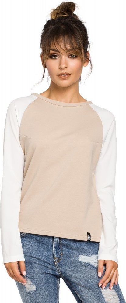 Be Bluzka damska B047 brązowo-biała r. L