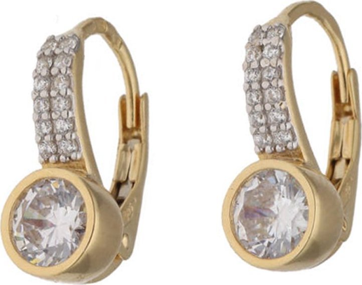 Lovrin Złote kolczyki 585 owale cyrkonie kamienie