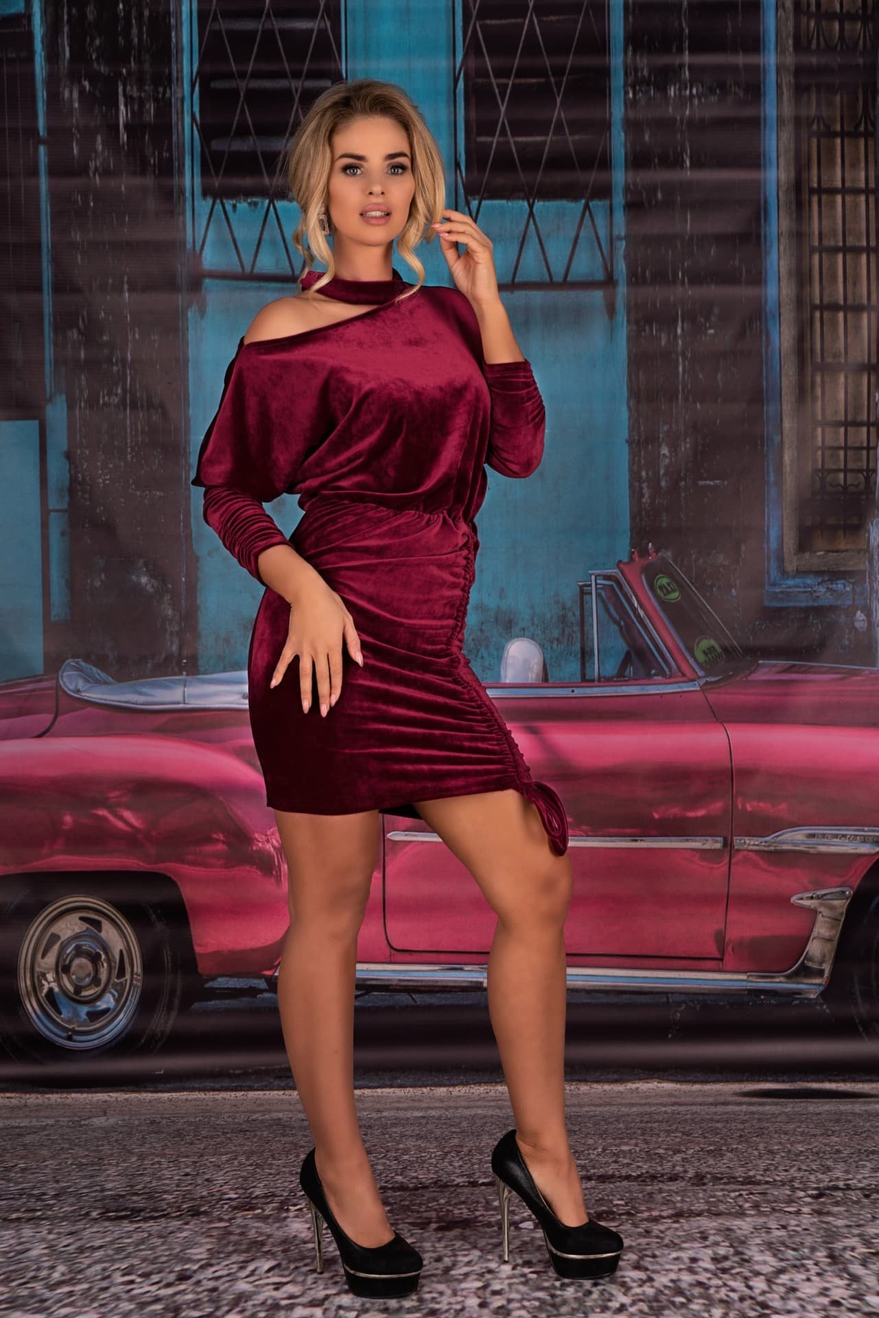 Merribel Milona Maroon 0112 sukienka (kolor Bordowy, rozmiar M)