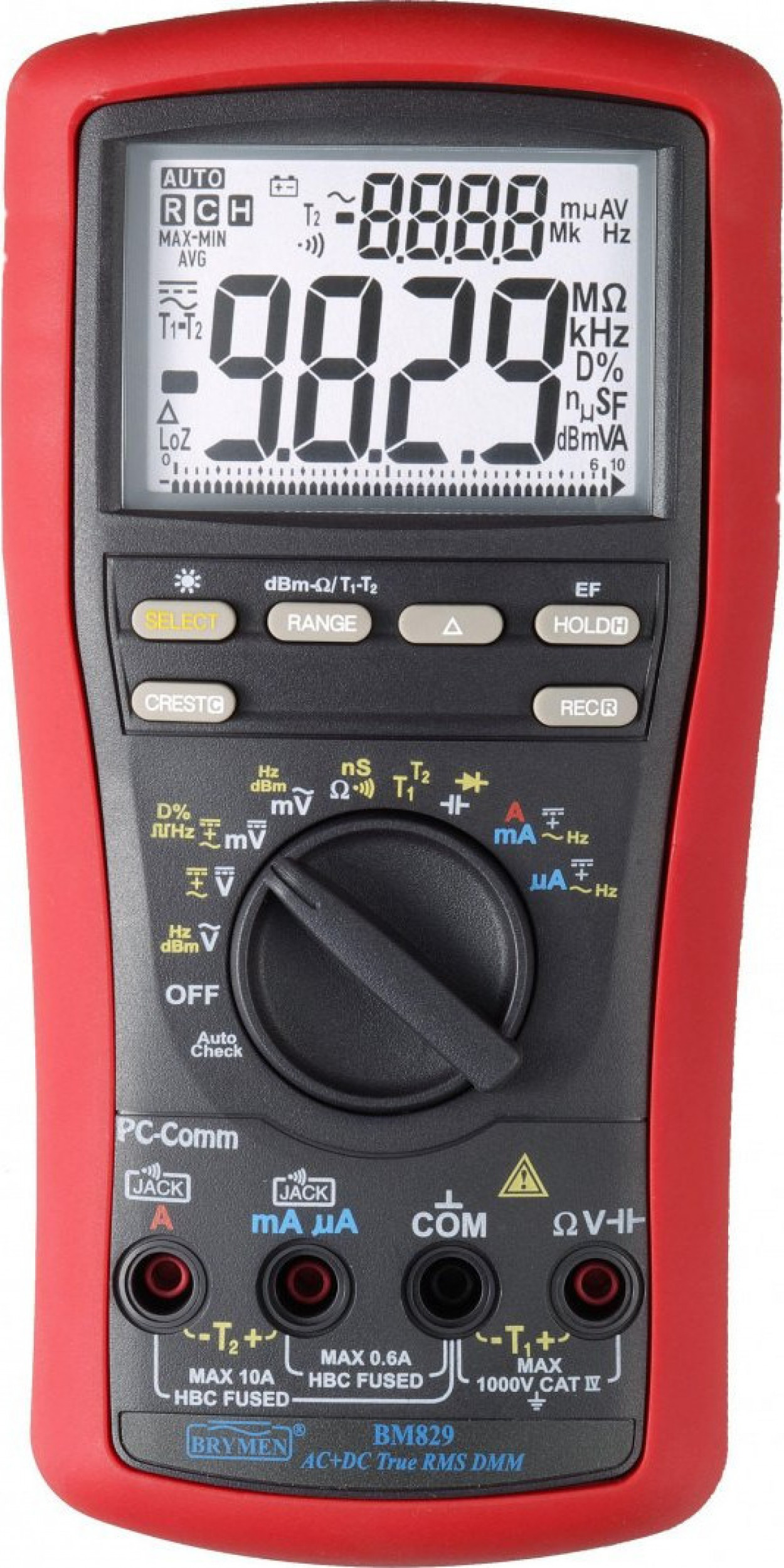 Brymen Multimetr TRMS, AC+DC, T1, T2, dual LCD, USB, Brymen BM829s