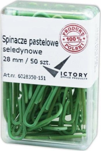 Victory Office Product SPINACZE BIUROWE VICTORY OFFICE 28MM 50 SZT. OKRĄGŁE PASTELOWE SELEDYNOWE POJEMNIK PLASTIKOWY