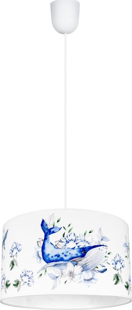 Lampa sufitowa wisząca dziecięca OCEAN BŁĘKITNY WIELORYB biała 1 x E27 0928