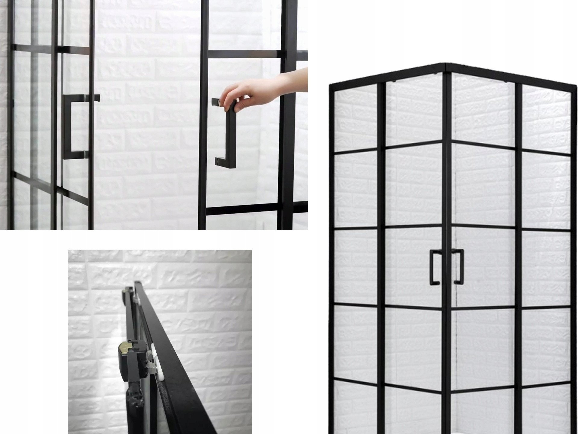 Toule Kabina prysznicowa 80x80 czarna 198 szkło hartowan