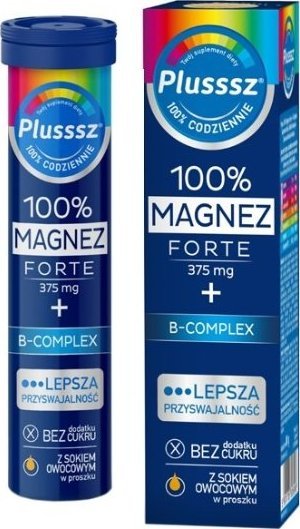 Polski Lek Plusssz 100%, Magnez Forte + B-Complex, 20 tabletek musujących - Długi termin ważności!