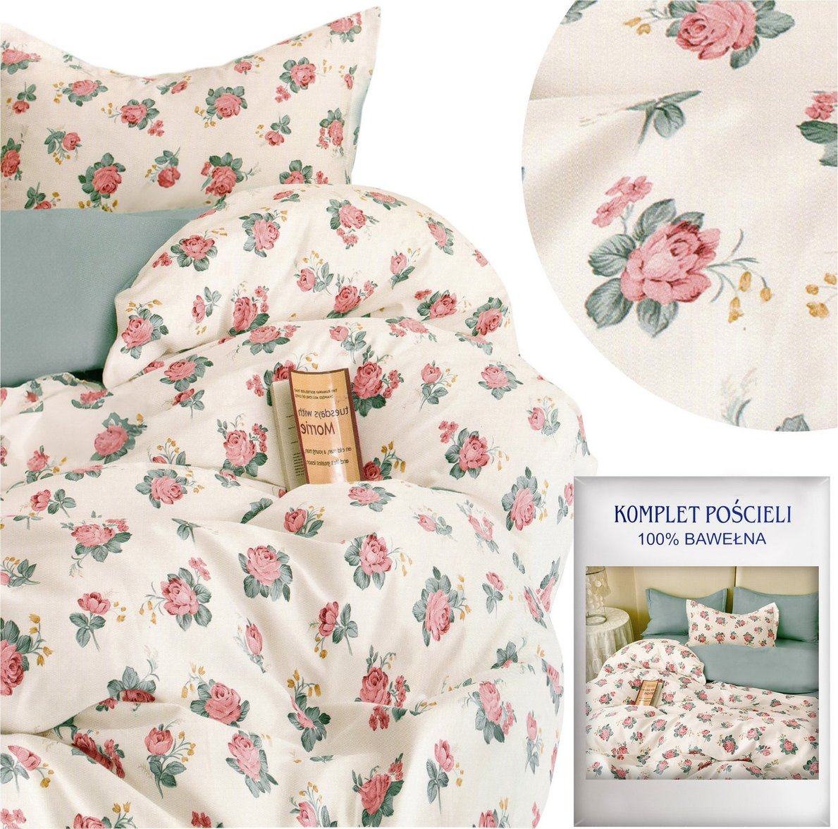 LOZKOHOLICY.PL Sp.z o.o. Sp. K. Pościel 200 x 220 3cz Satyna Bawełniana nr A1713