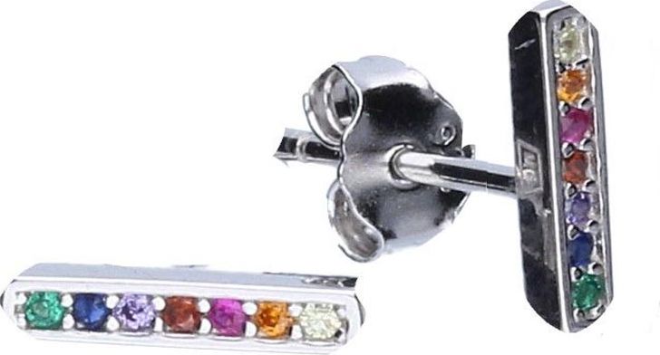Lovrin Srebrne kolczyki 925 z kolorowymi cyrkoniami 0,66g