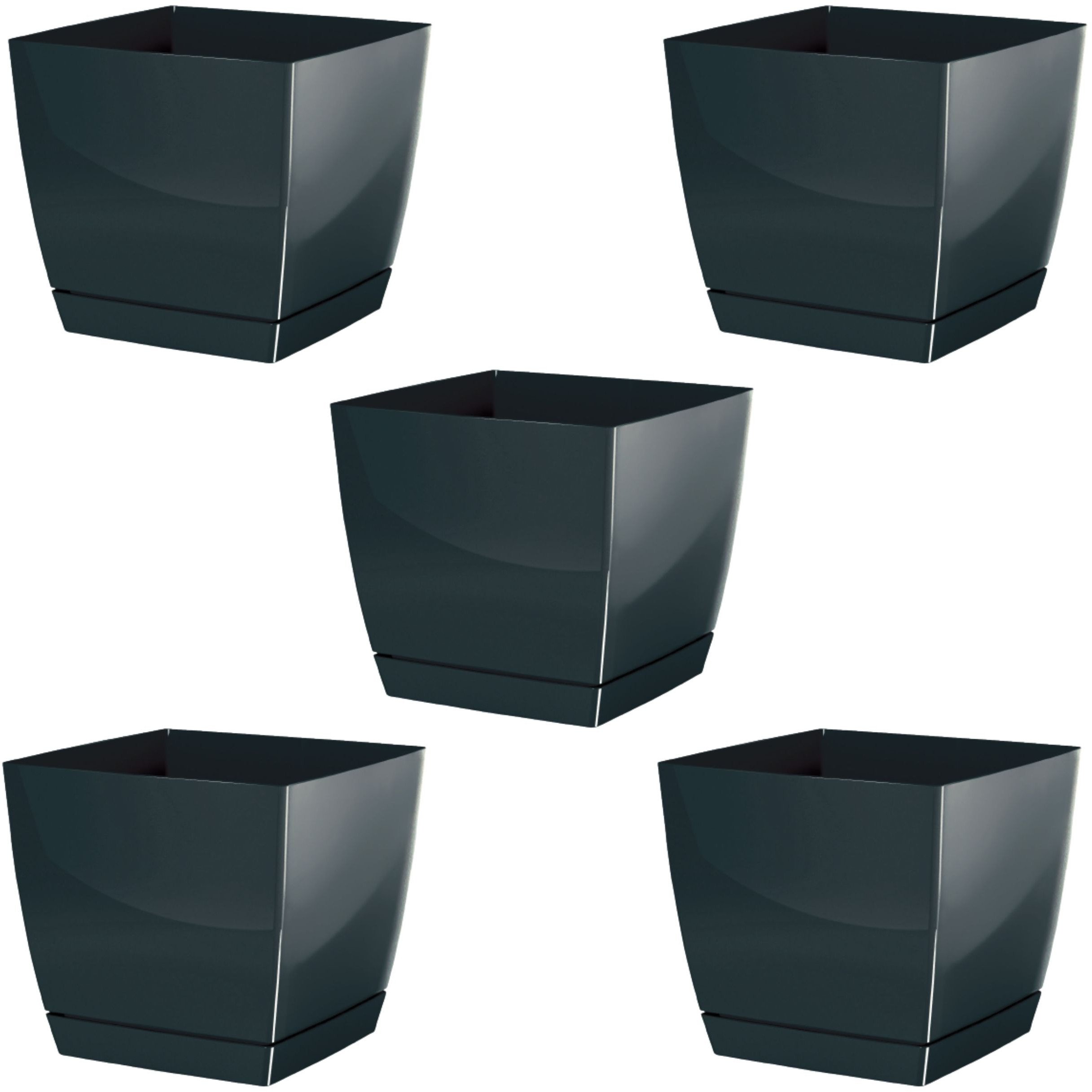 5x Doniczka kwadratowa Coubi DUKP155 + podstawka