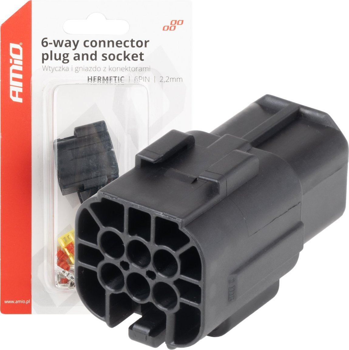 Złącze elektryczne wodoodporne zestaw 6 pin 2.2mm amio-04349