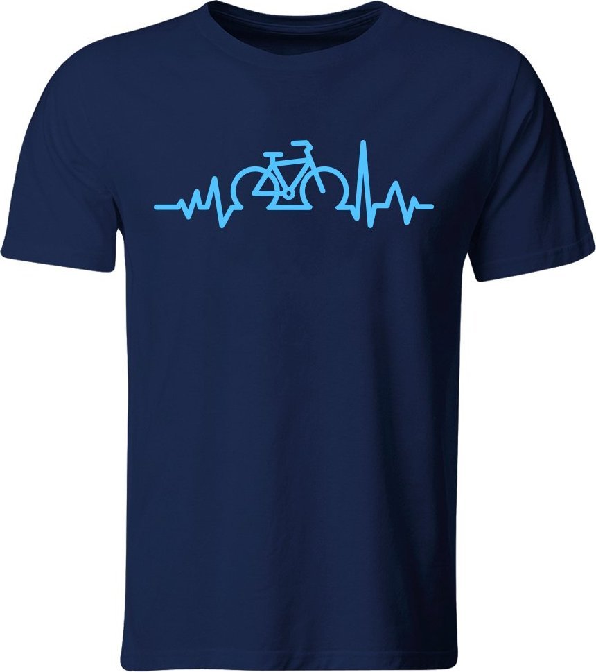 GiTees Rower Linia Życia, Koszulka męska z nadrukiem, granatowa, roz. 2XL