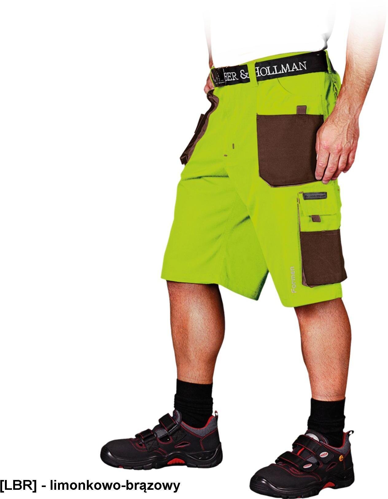 Reis LH-FMN-TS - Spodnie ochronne do pasa z krótkimi nogawkami limonkowo-brązowy S