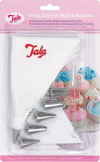 Tala Rękaw cukierniczy z 6 tylkami szczotką grzebienie,