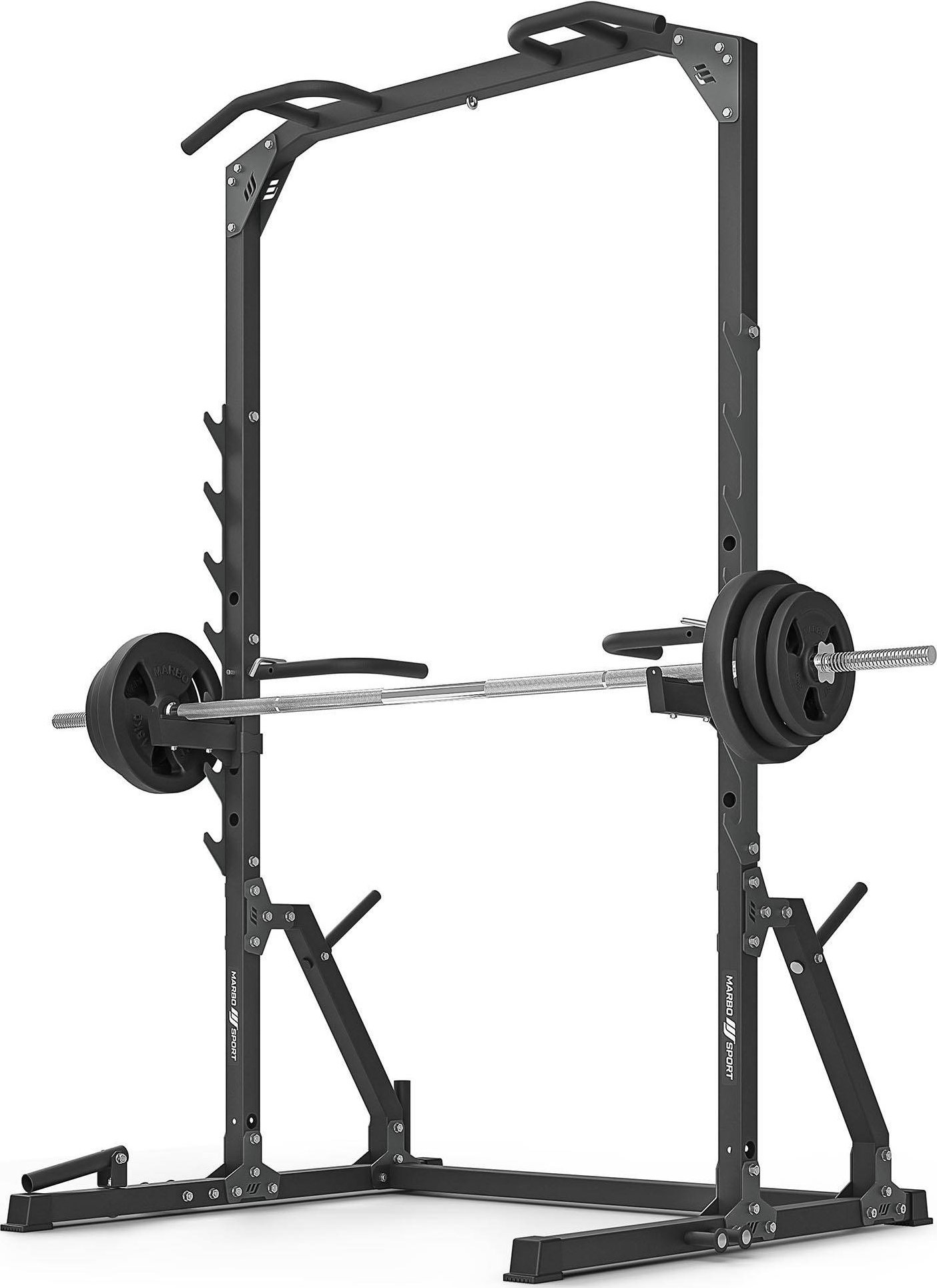 Klatka half-rack (drążek do pociągania ze stojakami i poręczami + uchwytem landmine) MS-U115 2.0 - Marbo Sport