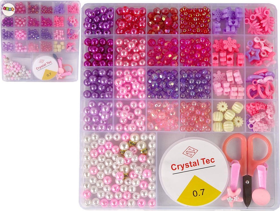 LeanToys Zestaw Koralików Do Robienia Biżuterii Różowe Zawieszki Spinki