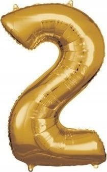 AMSCAN Balon foliowy duża cyfra 2 złota 57x86cm spakowany 9906267